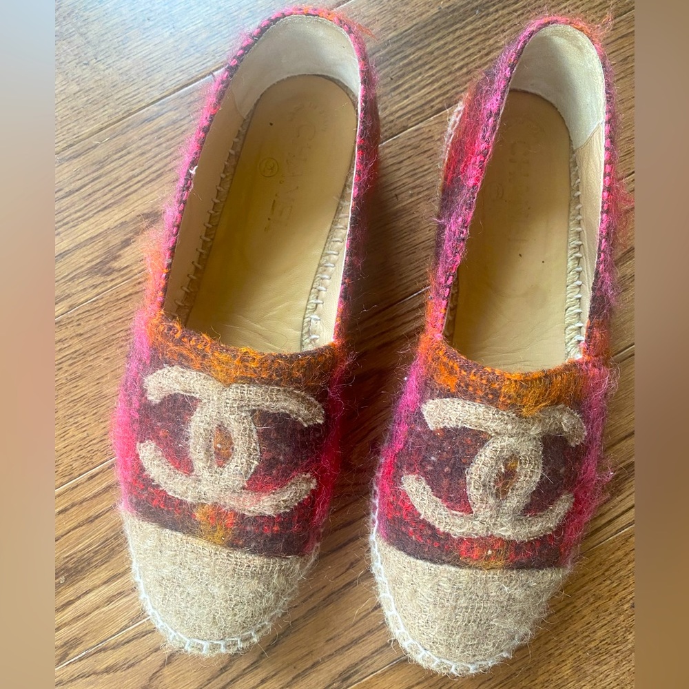 Chanel Wool Tweed and Lambskin Espadrilles Shoes